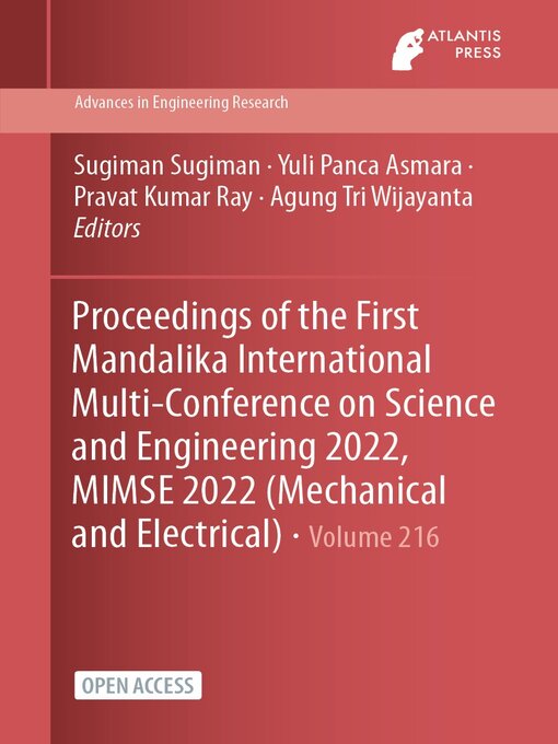 Title details for Proceedings of the First Mandalika International Multi-Conference on Science and Engineering 2022, MIMSE 2022 (Mechanical and Electrical) by Sugiman Sugiman - Available